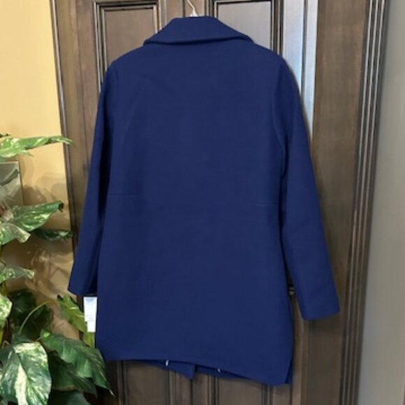 Draper James Dazzling Blue Water Resistant Long Sleeves Faux Wool Walker Coat - Picture 3 of 9